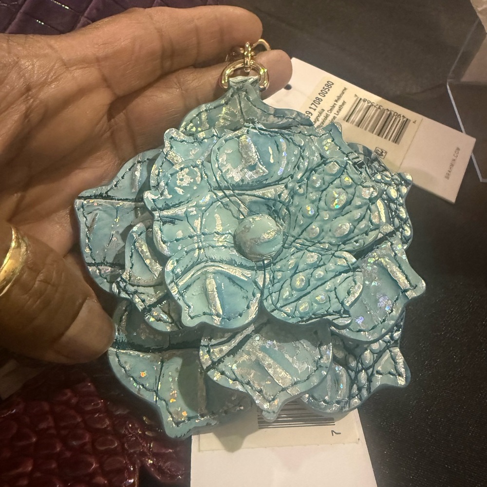 Brahmin Teal Floral Key Holder